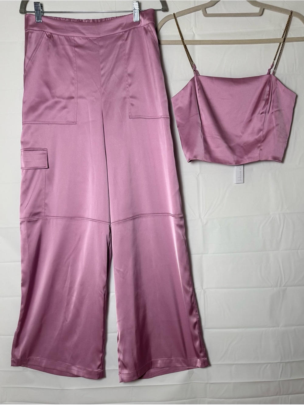 House of Harlow 1960 Purple Women’s Two Pices Set Wide Leg Pants & Crop Top. S